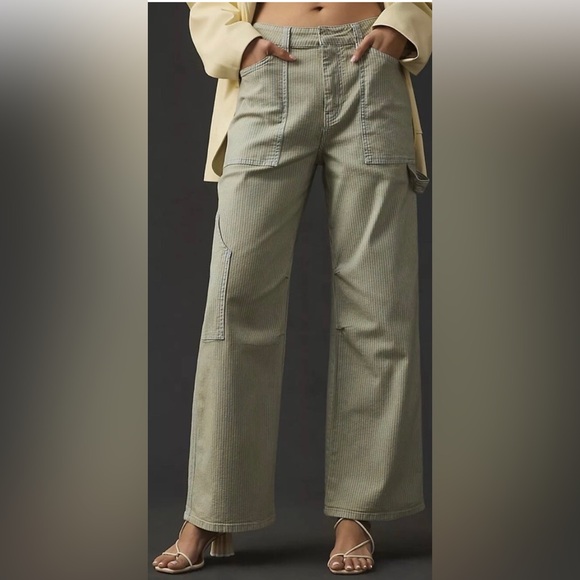 Anthropologie Denim - Anthropologie Pilcro High Rise Wide Leg Painter Jean Striped Carpenter Cargo 28